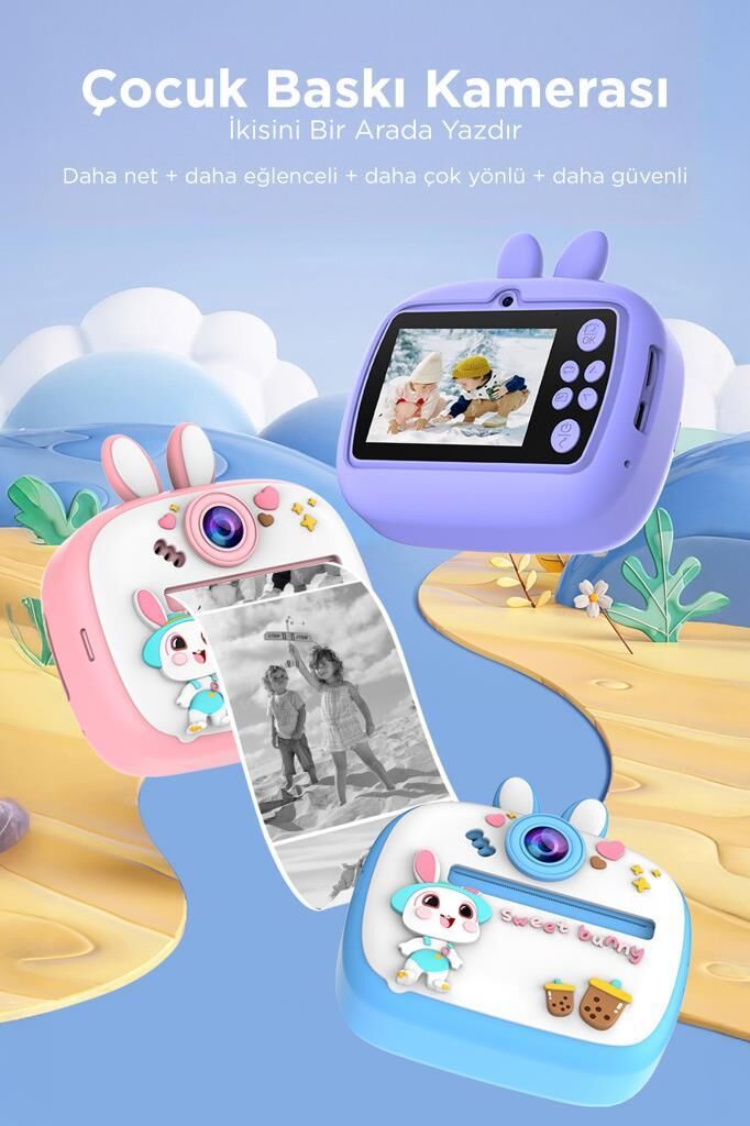 Torima TRM-CMR18 Pembe Dijital Video Fotoğraf Çocuk Kamerası Anlık Termal Resim Kağıt Baskılı Yazıcı